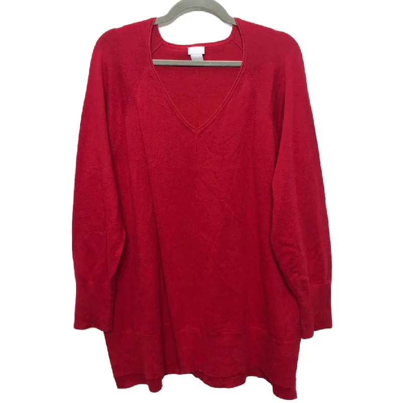 Sweater By Chicos In Red, Size: Xl