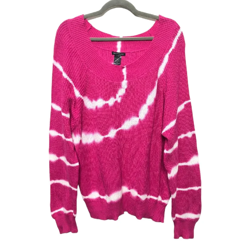 Sweater By Clothes Mentor In Pink & White, Size: 2x