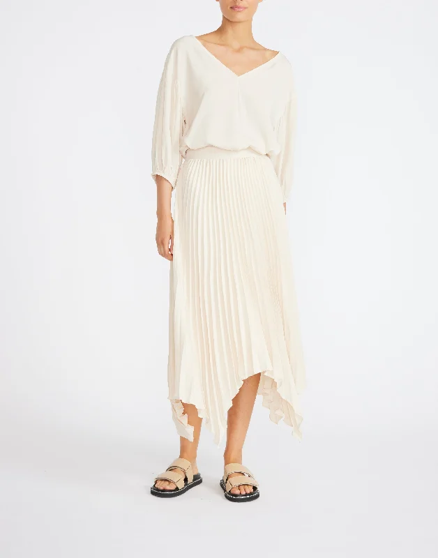 STAPLE THE LABEL - Celine Pleated Midi Skirt Vanilla