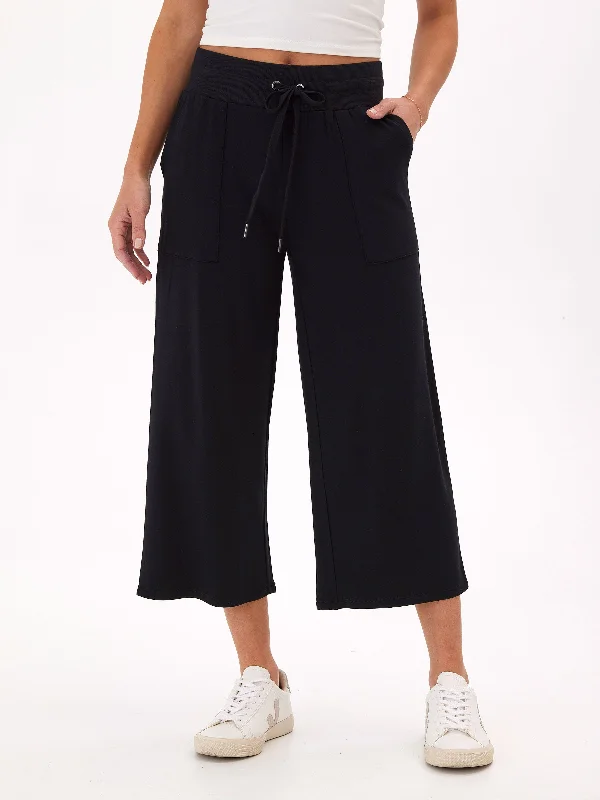 Carrie Feather Fleece Wide Leg Crop Pant 22"