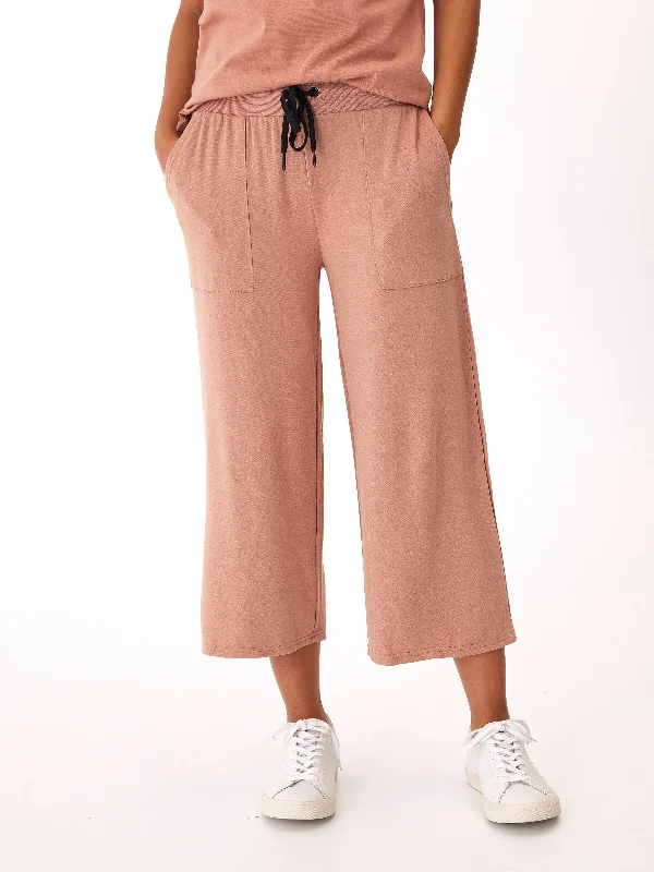 Carrie Feather Fleece Wide Leg Crop Pant 22"