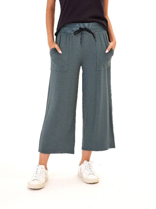 Carrie Feather Fleece Wide Leg Crop Pant 22"